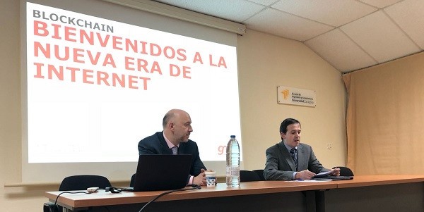 Ángel Gavín, GMV’s specialist in disruptive technologies, gave a Blockchain lecture in the conference organized by Zaragoza University